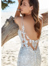 Heavily Sequined Embroidered Tulle Lace Sexy Fit-n-flare Wedding Dress